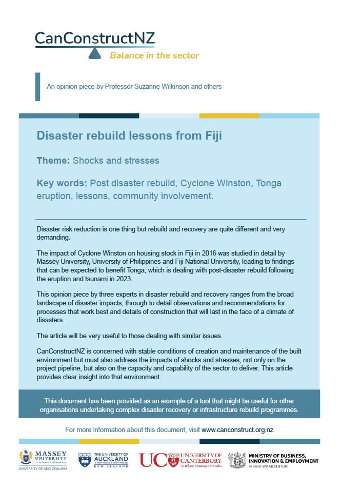 Disaster rebuild lessons from Fiji Cover